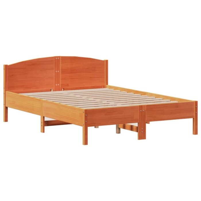 Vidaxl Bookcase Bed Without Mattress Wax Brown 150x200 Cm King Size Solid Wood Pine