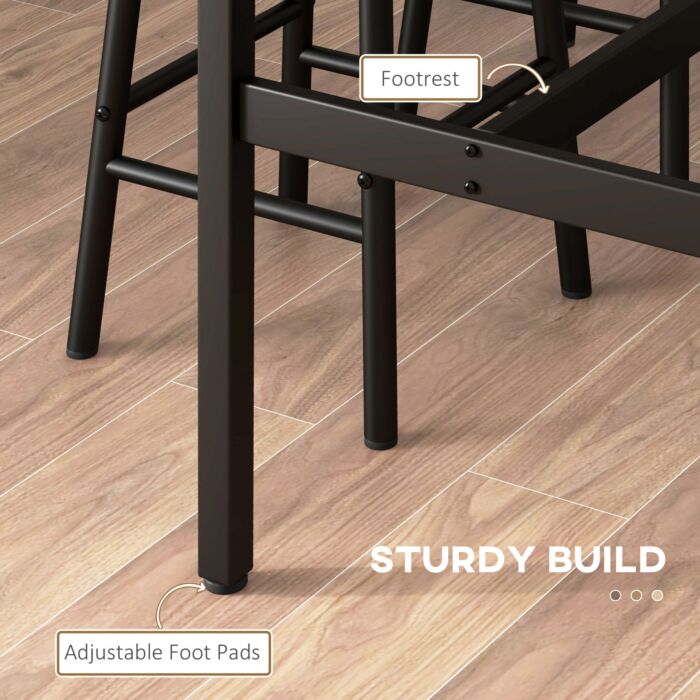 Homcom 5 Piece Bar Table Set With 4 Stools, Industrial Bar Table And Stool Set, Dining Table And Chair Set, Rustic Brown