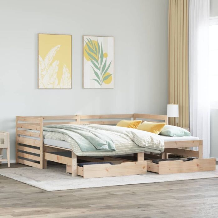 Vidaxl Daybed With Drawers Without Mattress 90x200 Cm Solid Wood