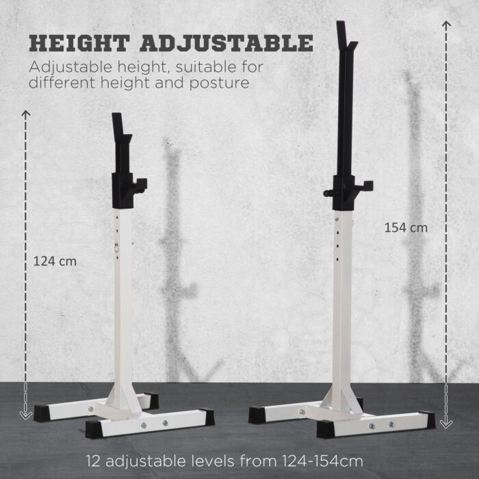 Homcom Heavy Duty Weight Bar Barbell Squat Stand Barbell Rack Spotter, For Home, Gym - Black
