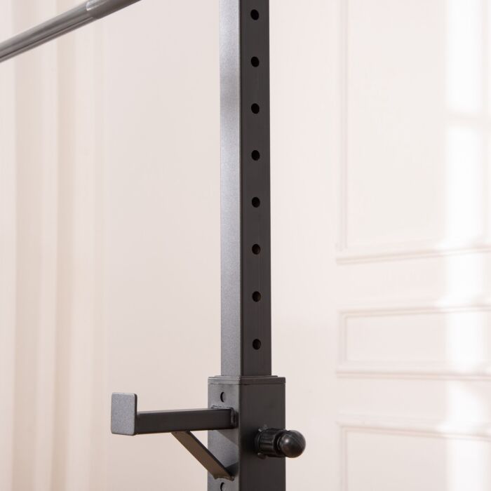 Homcom Heavy Duty Weight Bar Barbell Squat Stand Barbell Rack Spotter, For Home, Gym - Black