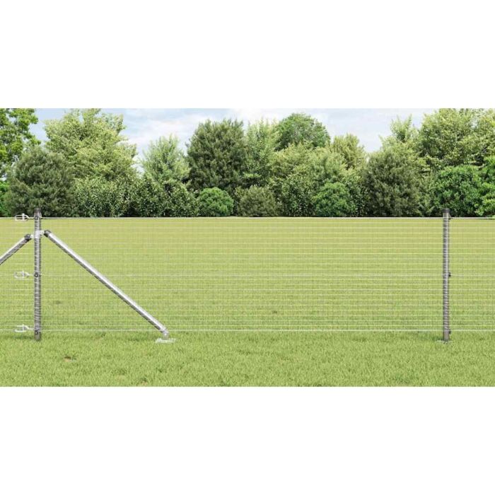 Vidaxl Welded Wire Fence With 13 Spike Posts 0.5x50m Galvanised Steel