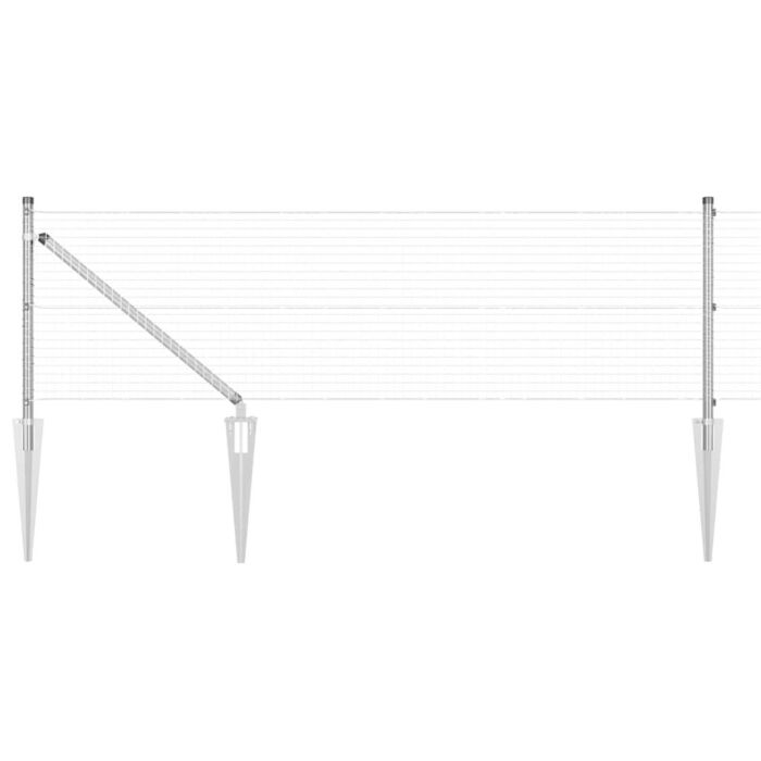 Vidaxl Welded Wire Fence With 13 Spike Posts 0.5x50m Galvanised Steel