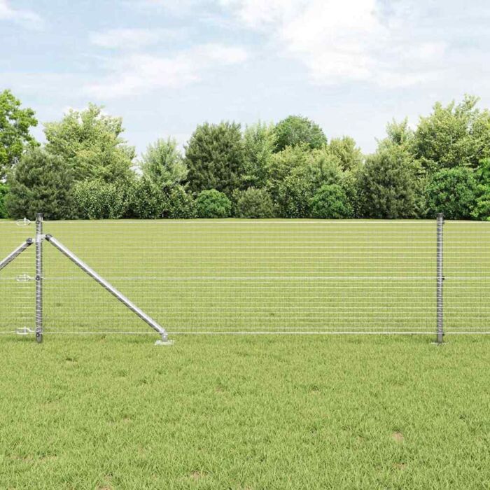 Vidaxl Welded Wire Fence With 13 Spike Posts 0.5x50m Galvanised Steel