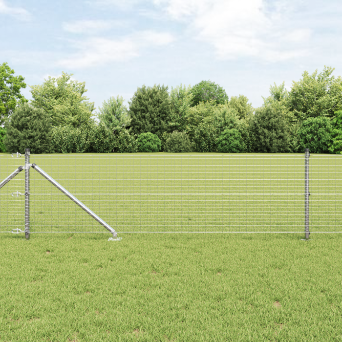 Vidaxl Welded Wire Fence With 13 Spike Posts 0.5x50m Galvanised Steel