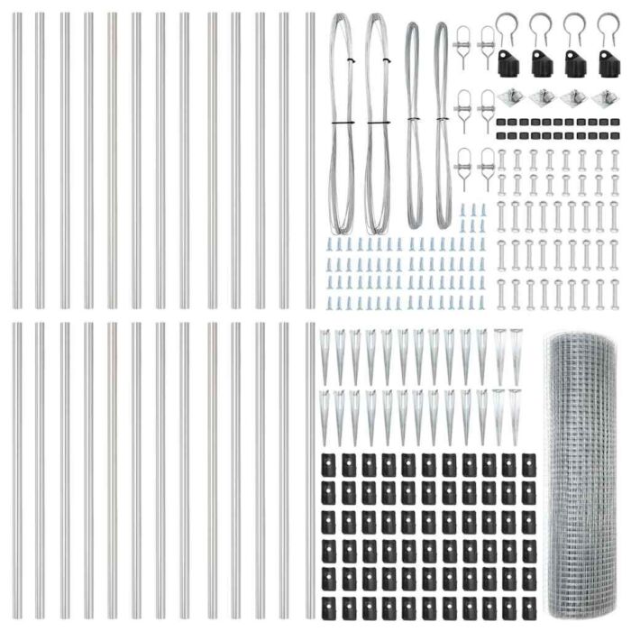 Vidaxl Welded Wire Fence With 13 Spike Posts 0.5x50m Galvanised Steel