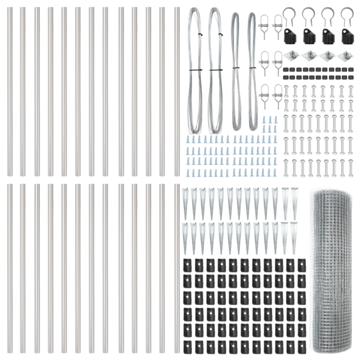 Vidaxl Welded Wire Fence With 13 Spike Posts 0.5x50m Galvanised Steel