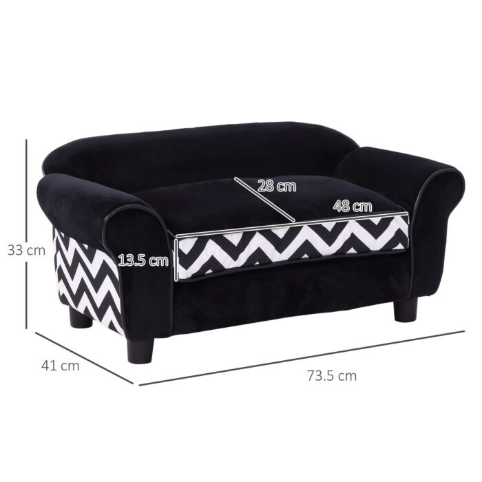 Pawhut Dog Sofa Bed For Xs-sized Dogs, Pet Sofa Cat Sofa With Soft Cushion, Washable Cover, Removable Legs, Wooden Frame - Black