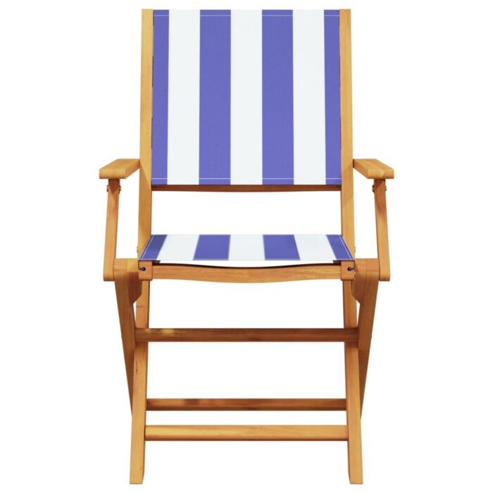 Vidaxl 5 Piece Garden Dining Set Blue And White Fabric And Solid Wood