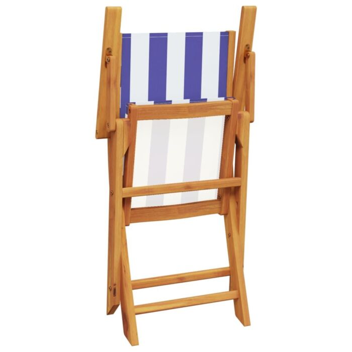 Vidaxl 5 Piece Garden Dining Set Blue And White Fabric And Solid Wood