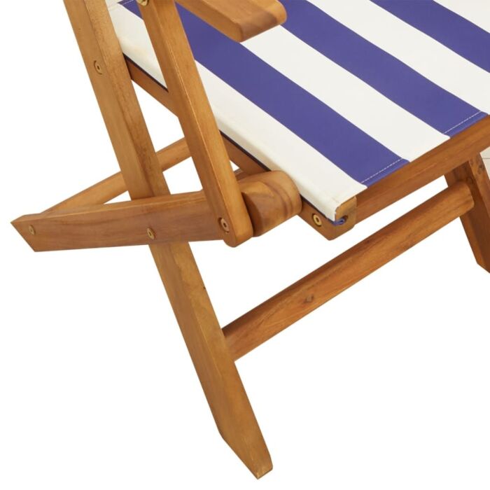 Vidaxl 5 Piece Garden Dining Set Blue And White Fabric And Solid Wood