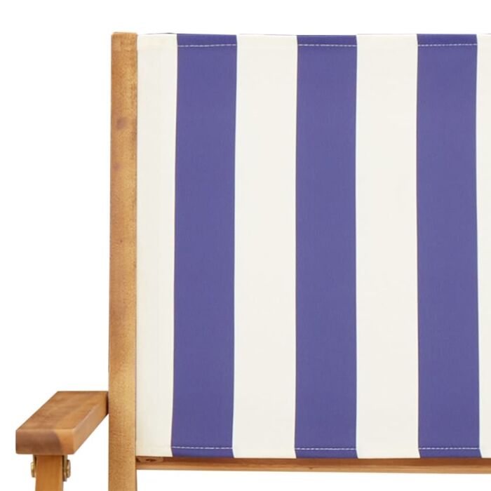 Vidaxl 5 Piece Garden Dining Set Blue And White Fabric And Solid Wood
