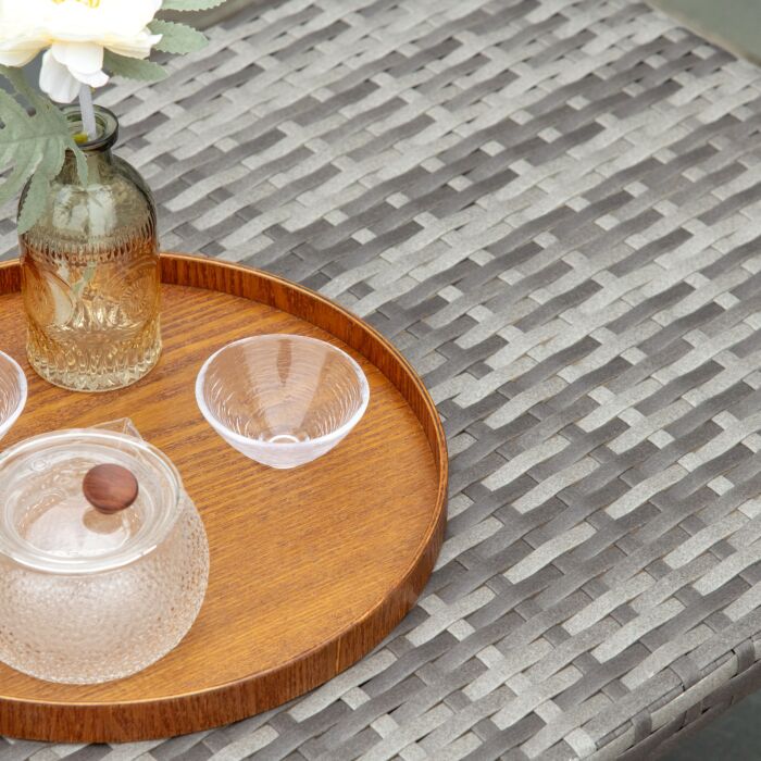 Outsunny Rattan Coffee Table Garden Furniture Wicker Side Table With All-weather Material, Grey