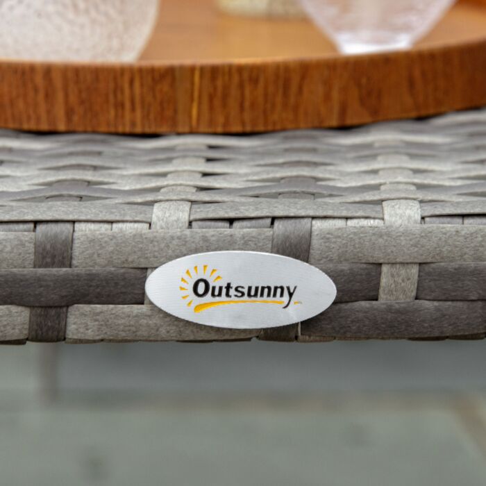 Outsunny Rattan Coffee Table Garden Furniture Wicker Side Table With All-weather Material, Grey