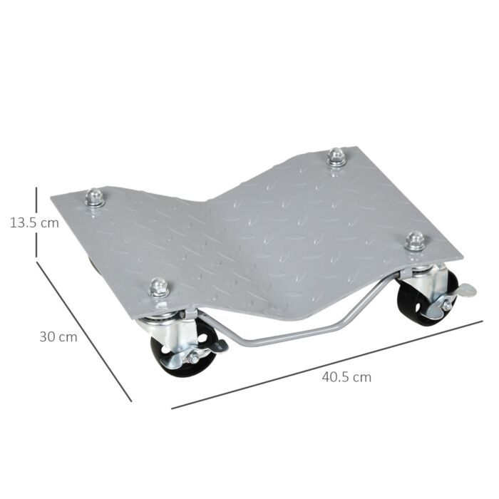 Durhand 2 Pcs Car Wheel Dollies With Swivel Casters, 680kg Capacity Car Dolly Skates Wheel Dolly Set With Non-slip Metal Plates, Grey