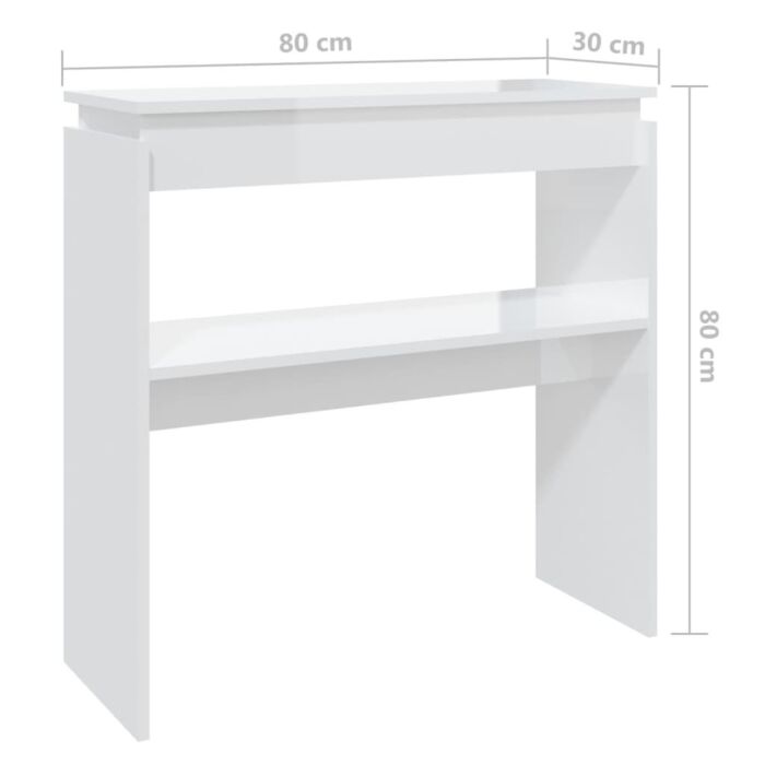 Vidaxl Console Table High Gloss White 80x30x80 Cm Engineered Wood