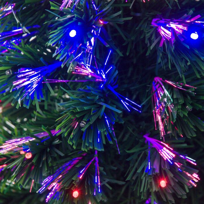 Homcom 4ft Pre Lit Christmas Tree Artificial Tree With Multi-coloured Fiber Optic Led Light(4ft (120cm))