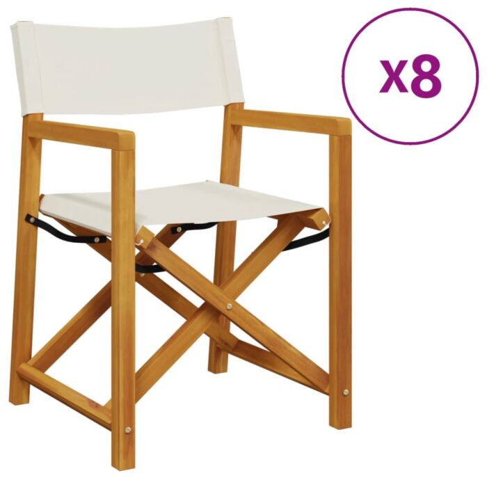 Vidaxl 8 Piece Folding Garden Chairs Cream White Fabric