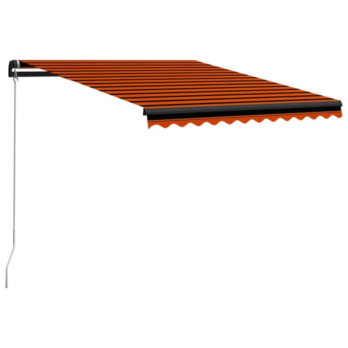 Vidaxl Manual Retractable Awning With Led 300x250 Cm Orange And Brown