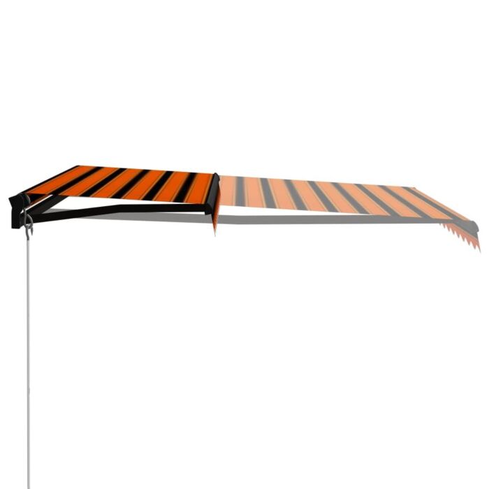 Vidaxl Manual Retractable Awning With Led 300x250 Cm Orange And Brown