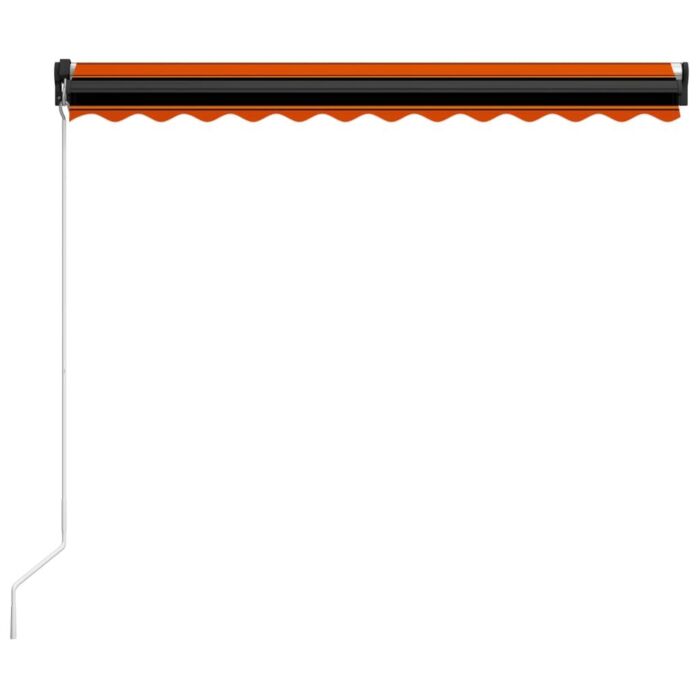 Vidaxl Manual Retractable Awning With Led 300x250 Cm Orange And Brown