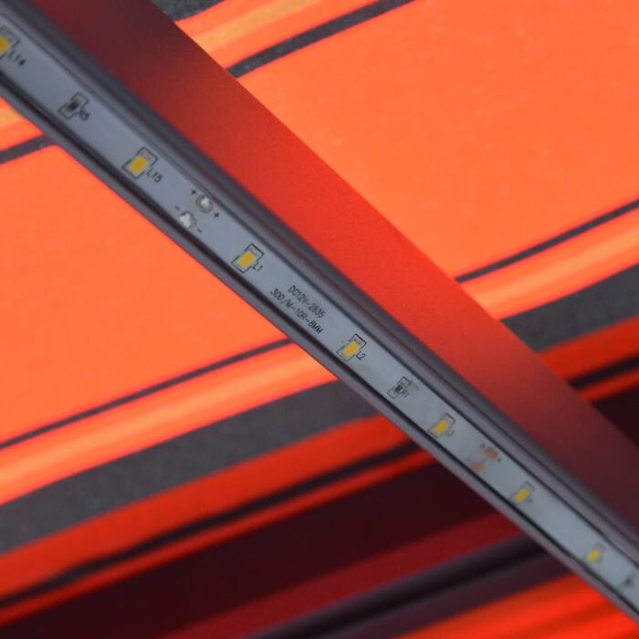 Vidaxl Manual Retractable Awning With Led 300x250 Cm Orange And Brown