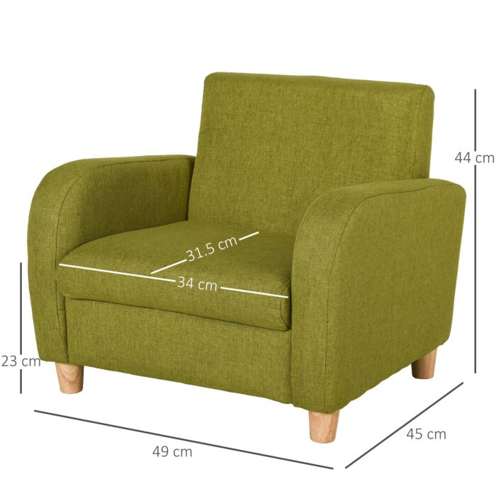 Homcom Children Armchair Mini Sofa Wood Frame Anti-slip Legs High Back