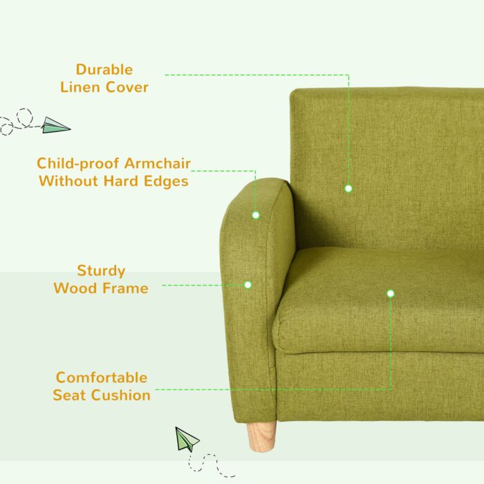 Homcom Children Armchair Mini Sofa Wood Frame Anti-slip Legs High Back