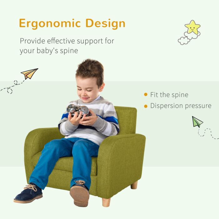 Homcom Children Armchair Mini Sofa Wood Frame Anti-slip Legs High Back