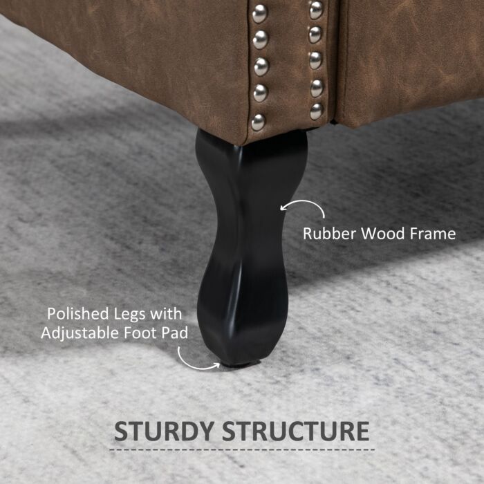 Homcom Wingback Accent Chair Tufted Chesterfield-style Armchair With Nail Head Trim For Brown