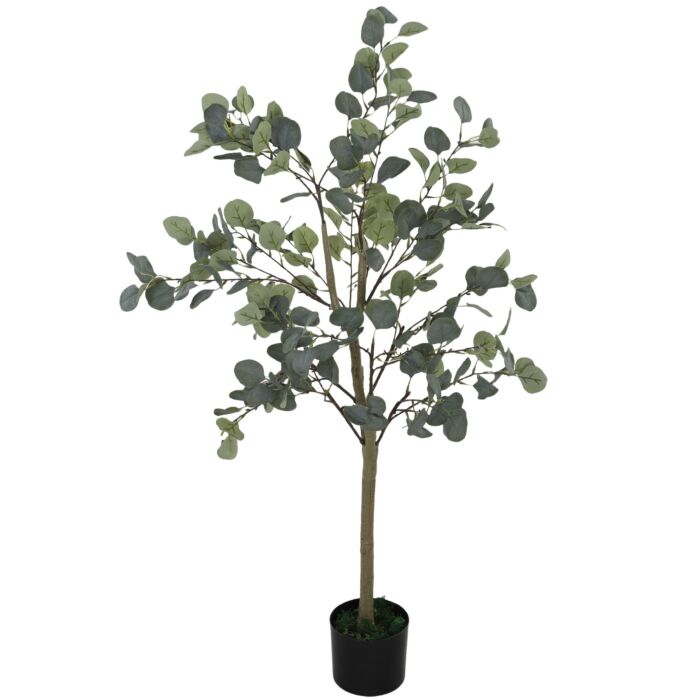 Homcom Decorative Artificial Plant, 5ft/ 150cm Silk Eucalyptus Tree With 230 Silver Dollar Leaves In Pot, Fake Plant For Home, Office, Living Room, Indoor Decor
