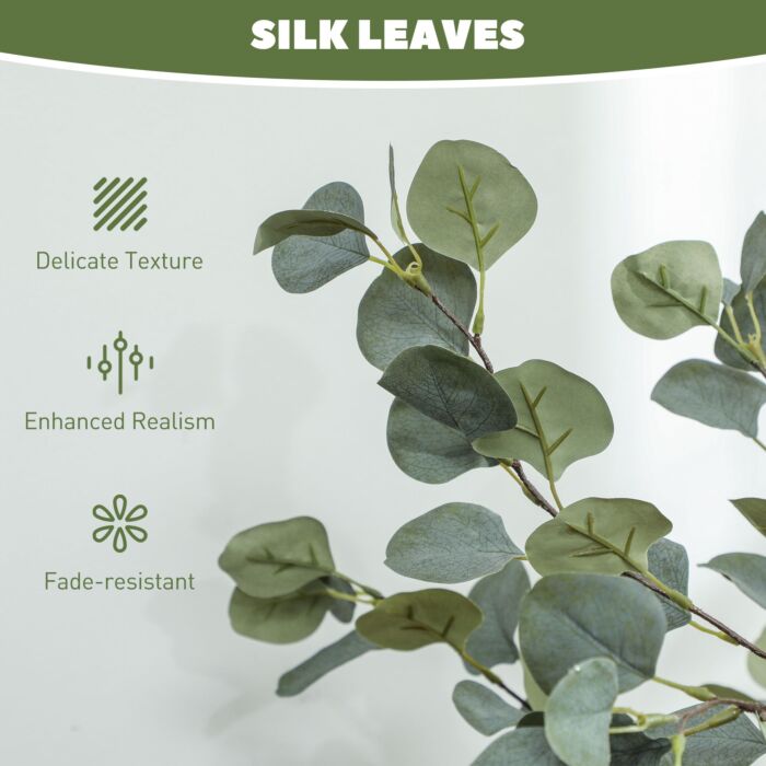Homcom Decorative Artificial Plant, 5ft/ 150cm Silk Eucalyptus Tree With 230 Silver Dollar Leaves In Pot, Fake Plant For Home, Office, Living Room, Indoor Decor