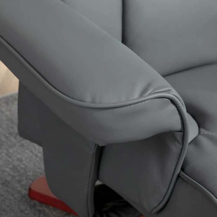 Homcom Faux Leather Manual Recliner And Footstool Set - Grey