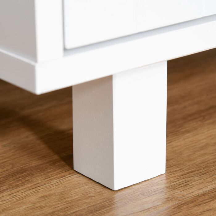 Pawhut Wooden Cat Litter Box Enclosure & House With Nightstand/end Table Design, Scratcher, & Magnetic Doors, White