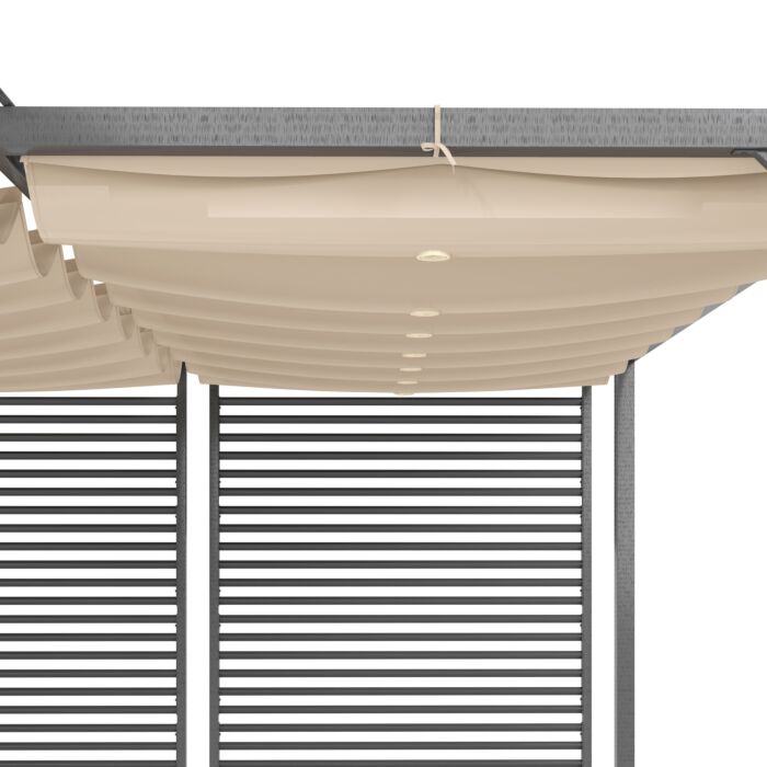 Outsunny 2.8m X 3m Retractable Metal Frame Outdoor Garden Pergola Beige