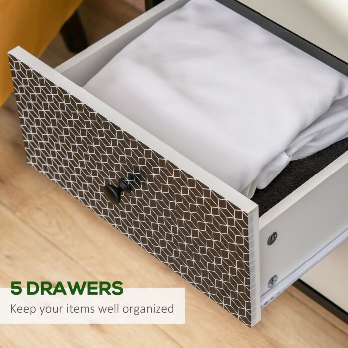 Homcom Chest Of Drawers, 5 Drawer Dresser, Vertical Storage Organizer Unit