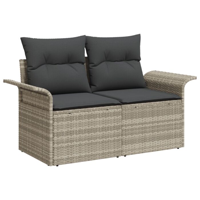 Vidaxl 5 Piece Garden Sofa Set With Cushions Light Grey Poly Rattan, Vidaxl 2-seater Garden Sofa With Storage & Cushions Light Grey Poly Rattan