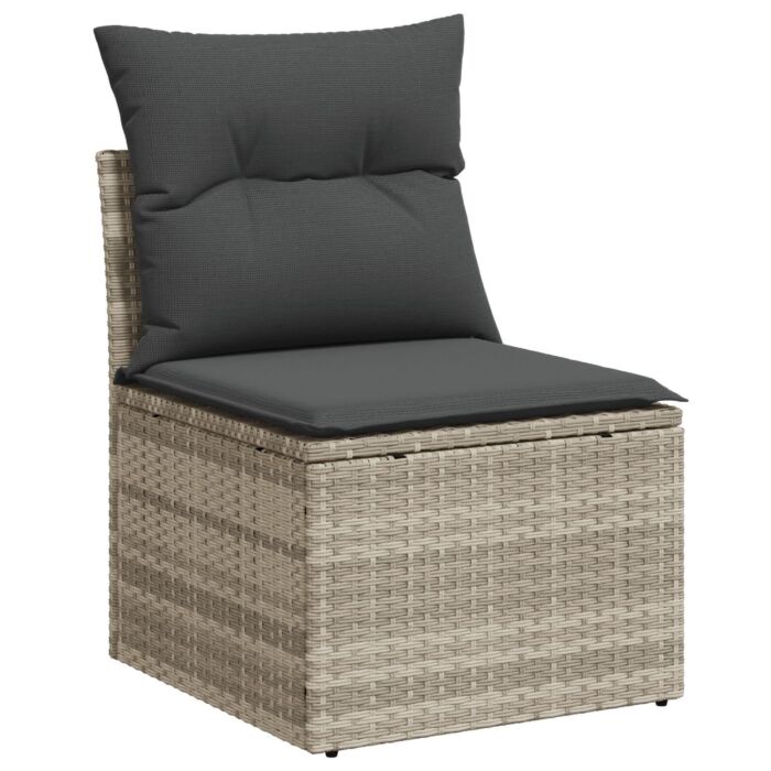 Vidaxl 5 Piece Garden Sofa Set With Cushions Light Grey Poly Rattan, Vidaxl 2-seater Garden Sofa With Storage & Cushions Light Grey Poly Rattan