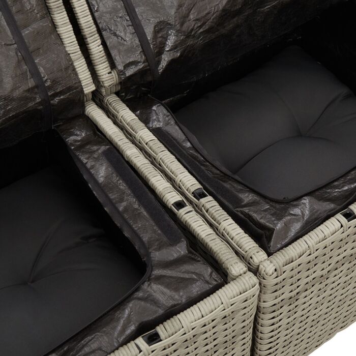 Vidaxl 5 Piece Garden Sofa Set With Cushions Light Grey Poly Rattan, Vidaxl 2-seater Garden Sofa With Storage & Cushions Light Grey Poly Rattan