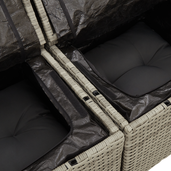 Vidaxl 5 Piece Garden Sofa Set With Cushions Light Grey Poly Rattan, Vidaxl 2-seater Garden Sofa With Storage & Cushions Light Grey Poly Rattan