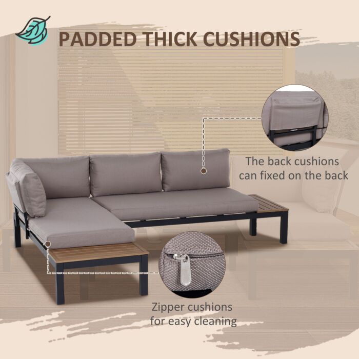 Outsunny 3-piece Aluminium Frame Outdoor Garden Furniture Set Mixed Grey
