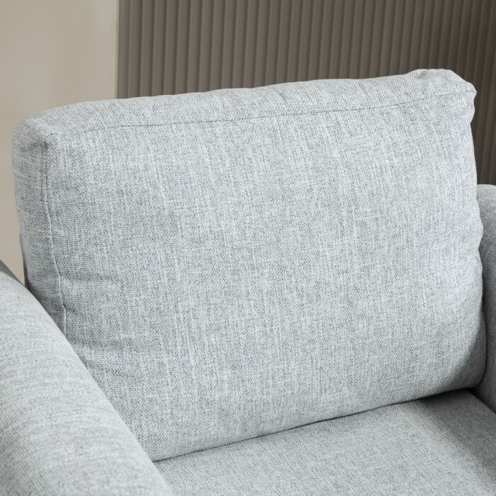 Homcom Vintage Accent Chair, Upholstered Occasional Chair With Back Pillow, Rolled Arms, Rubber Wood Legs, Light Grey