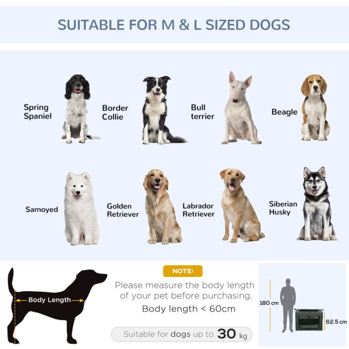 Pawhut 90cm Pet Carrier, Portable Cat Carrier, Foldable Dog Bag, Pet Travel Bag With Cushion For Medium And Large Dogs, Grey