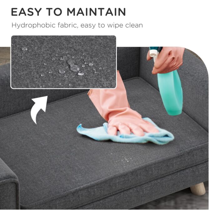 Pawhut Dog Sofa Bed, Elevated Dog Couch For Medium And Small Dogs, With Soft Cushion, Removable And Washable Cover, Grey