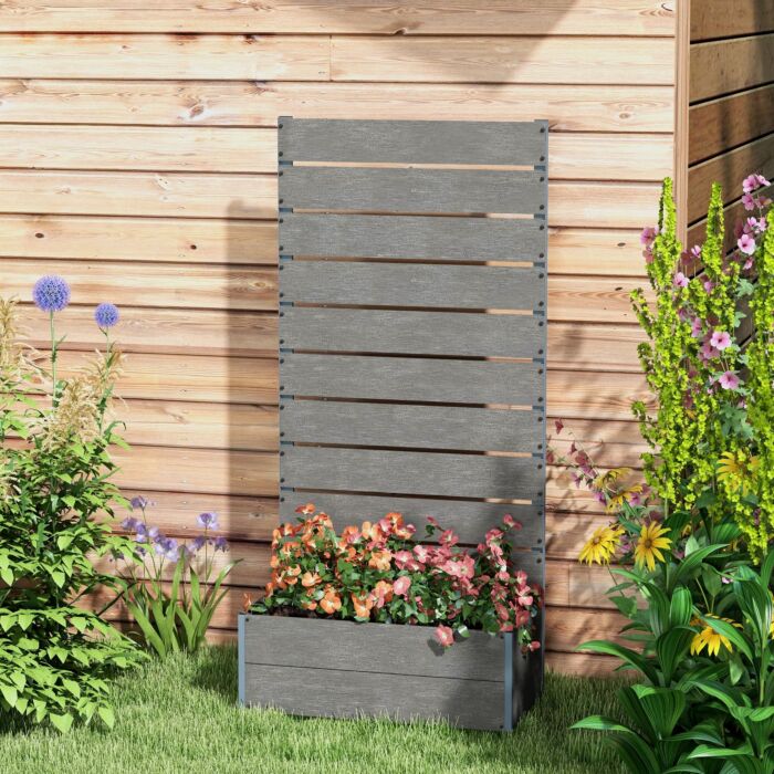 Outsunny Garden Planter With Trellis For Climbing Plants, Vines, Flowers, Freestanding Raised Bed For Outdoor, Patio, Planter Box