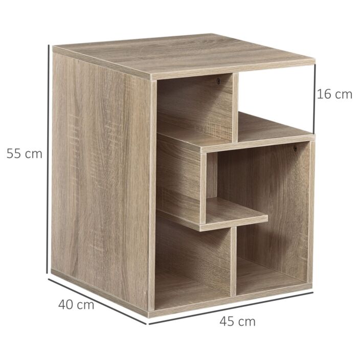 Homcom Side Table, 3 Tier End Table With Open Storage Shelves, Living Room Coffee Table Organiser Unit, Set Of 2, Oak Colour