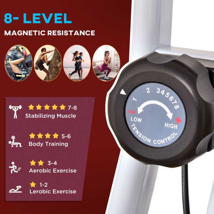 Homcom Steel Manual Stationary Bike Resistance Exercise Bike W/ Lcd Monitor Red