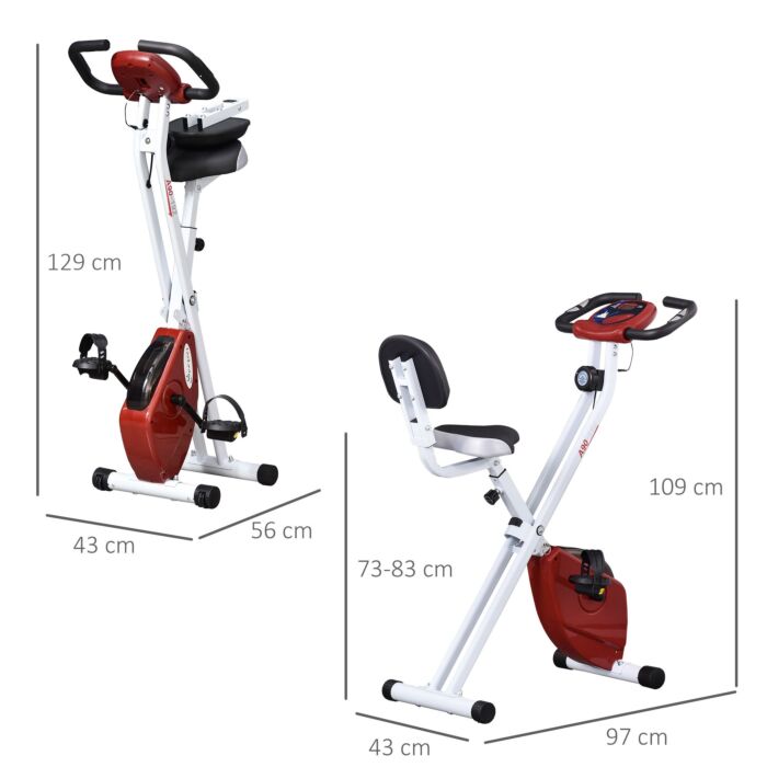 Homcom Steel Manual Stationary Bike Resistance Exercise Bike W/ Lcd Monitor Red