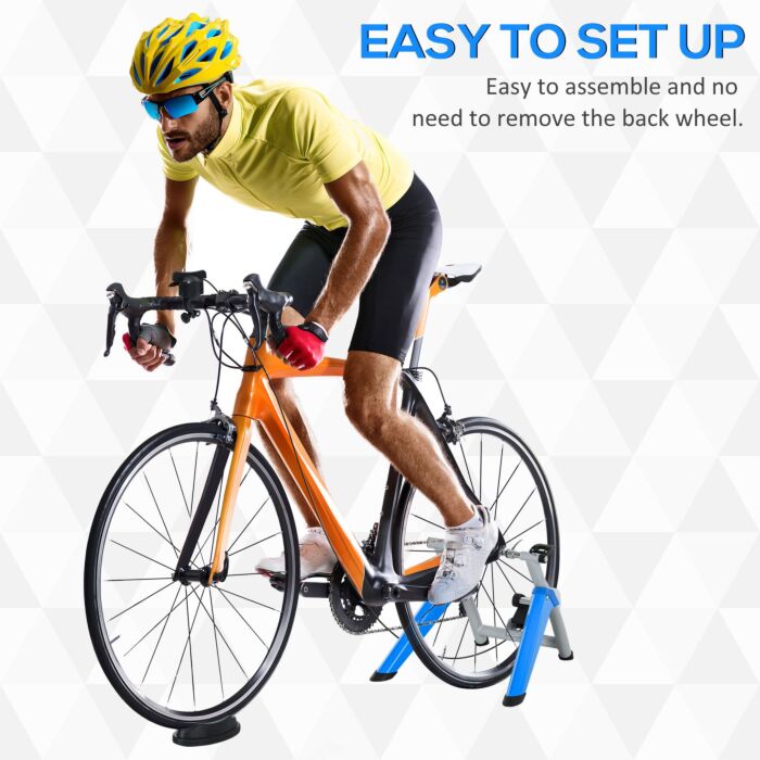 Homcom Steel 8-level Indoor Stationary Bike Trainer Frame Bike Rack Exercises Blue