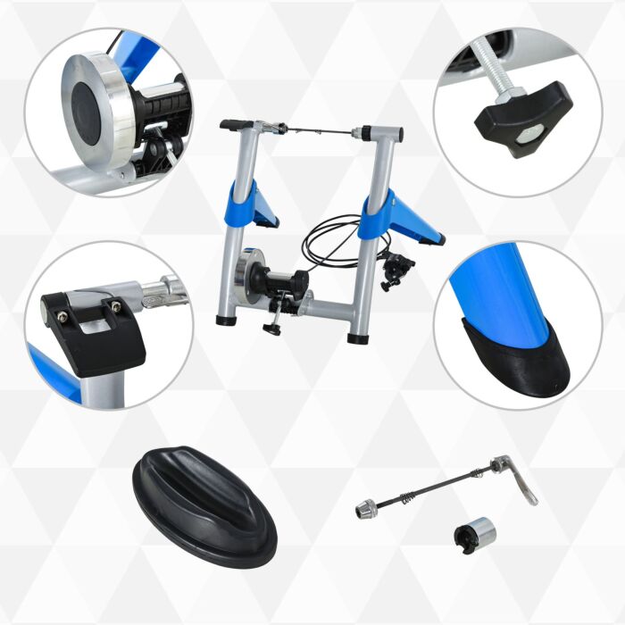 Homcom Steel 8-level Indoor Stationary Bike Trainer Frame Bike Rack Exercises Blue